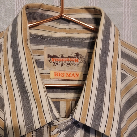 Vintage Stagecoach western wear striped pearl snap - Picture 3 of 9
